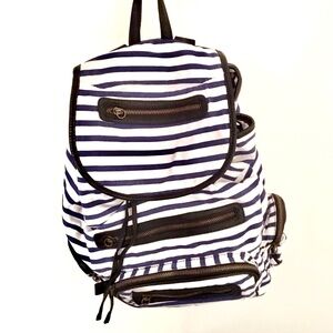 forever 21 navy and white striped backpack